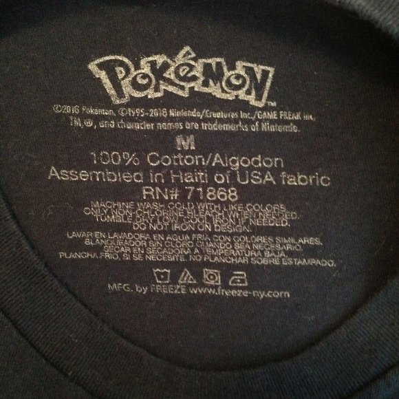 POKEMON T-Shirt 2018 Graphic Character Symbols? Short Sleeve Navy Blue Medium - Picture 5 of 5